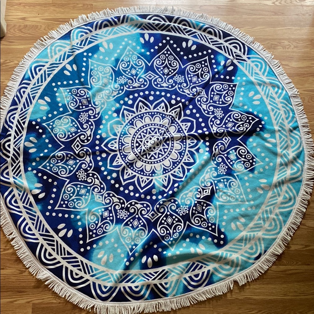 Round Blue Mandala Towel
